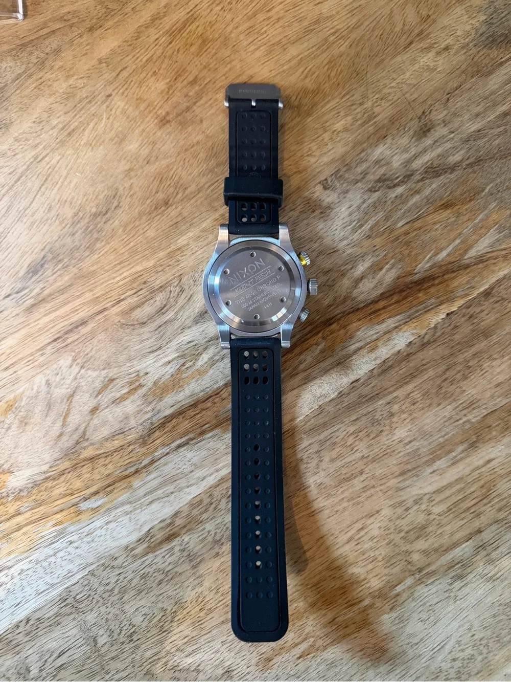 Nixon Keep It Fresh 48-20 Black Dial Chronograph with Yellow Accents 200m